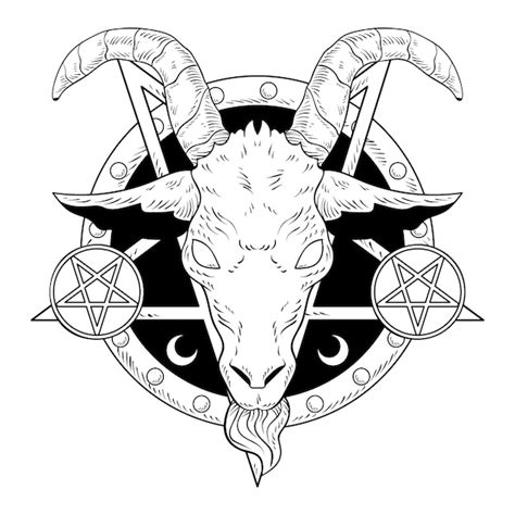 Satanic Goat Skull Drawing