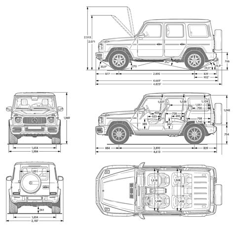 Mercedes-Benz G-Class 2018 Blueprint - Download free blueprint for 3D modeling
