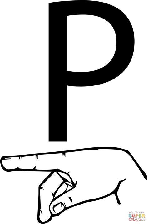 ASL Sign Language Letter P coloring page | Free Printable Coloring Pages