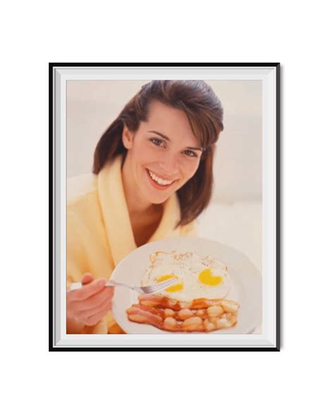 Pretty Dark Haired Woman And Breakfast Food Ron Swanson Office Poster