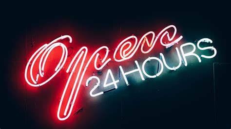 open 24 hours, Neon, Neon sign, Open Wallpapers HD / Desktop and Mobile Backgrounds