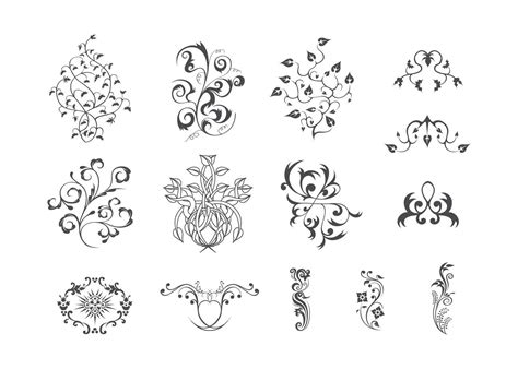 Simple Floral Ornament Set Vector Download