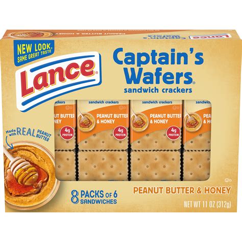 Lance Captain's Wafers Peanut Butter & Honey Sandwich Crackers, 8 Ct ...