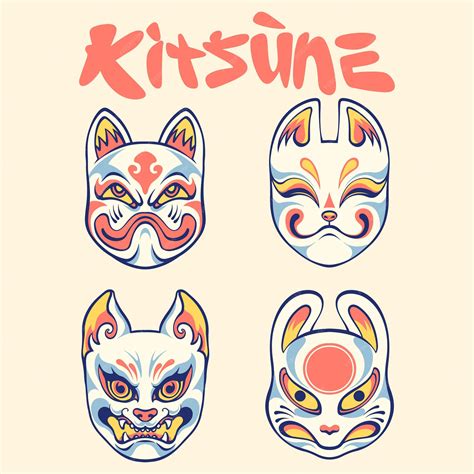 Premium Vector | Asset cute kitsune mask vector art