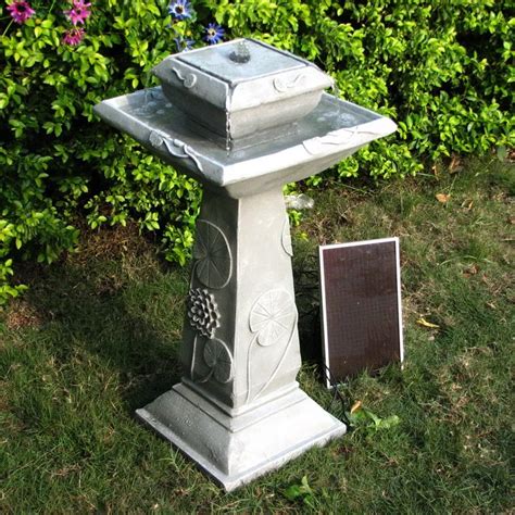 Battery Operated Fiberglass Solar Birdbath Fountain With Water Pump ...