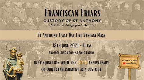 St Anthony Feast Day Live Stream Mass 2021 - Franciscan Friars - Custody of St Anthony (Malaysia ...