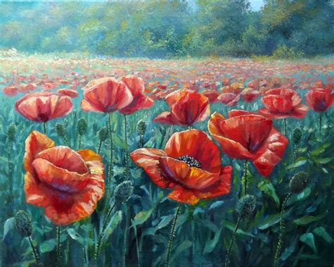 Poppy Field Oil painting by Oleg Riabchuk | Artfinder