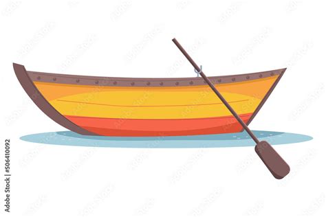 Boat with paddle vector cartoon illustration isolated on a white ...