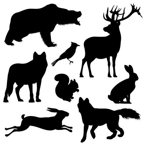 Forest animals vector silhouettes set By Microvector | TheHungryJPEG