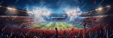 Premium AI Image | view inside soccer stadium with Fans on stadium game ...