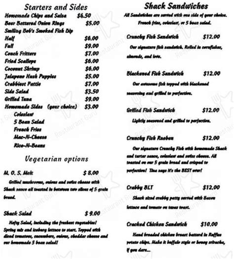 Menu at BeckyJack's Food Shack restaurant, North Weeki Wachee