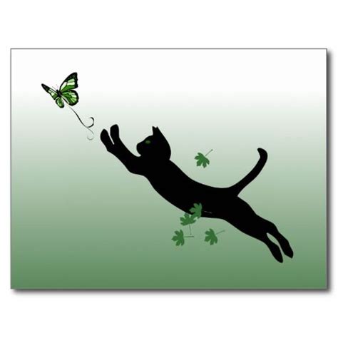 The Cat & The Butterfly Postcard | Zazzle | Cat tattoo, Black cat tattoos, Cat illustration