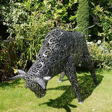 Large Metal Bull Garden Sculpture|Art Sculptures - Candle and Blue