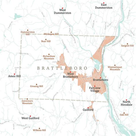 VT Windham Brattleboro Vector Road Map Digital Art by Frank Ramspott