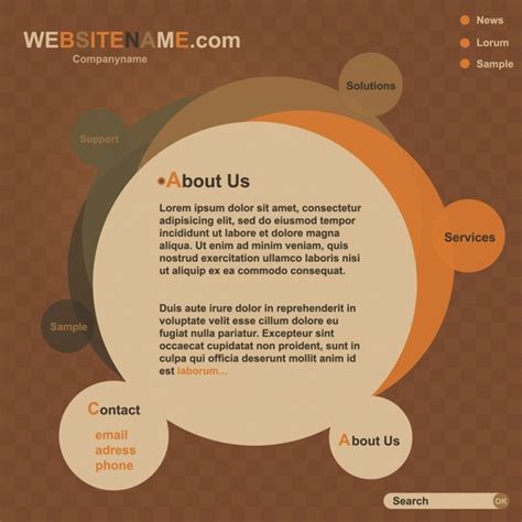 Website template classic flat brown circles layout Vectors graphic art ...