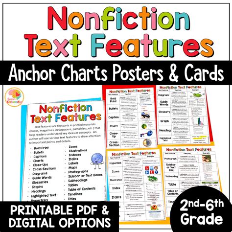 Nonfiction Text Features Anchor Charts: Reading Skills Reference Sheets | Made By Teachers