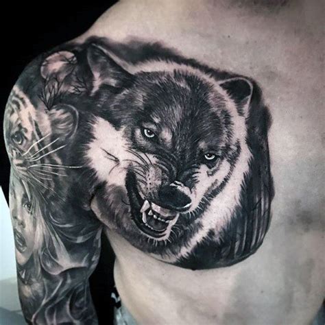 Howling Wolf Chest Tattoo