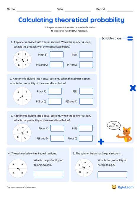 Calculate Theoretical Probability Worksheets [PDF] (7.SP.C.7.A): 7th ...