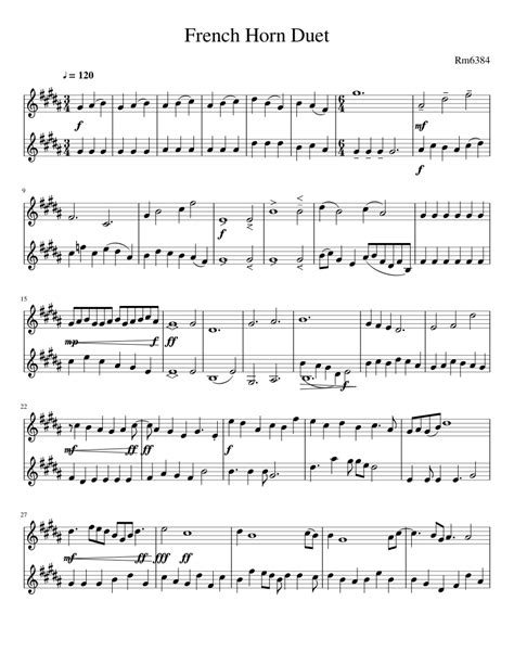 French Horn Duet Sheet music for French horn (Solo) | Musescore.com