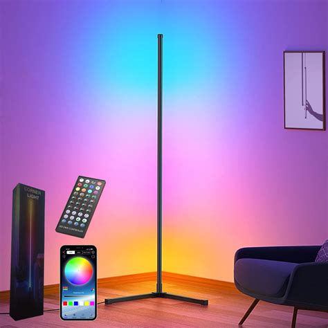 Corner Floor Lamp,60” Smart RGB LED Corner Lamp with App and Remote ...