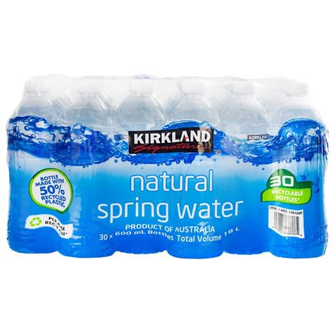 Kirkland Signature Natural Spring Water 30 x 600ml Bottles | Costco ...