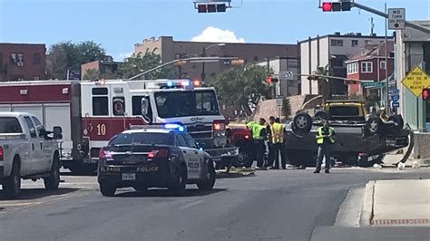 Downtown El Paso car crash flips SUV over