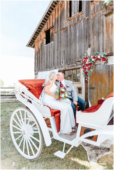 Bride and Groom in Horse Drawn Carriage at Private Idaho Ranch Wedding - karlielliottphotography ...