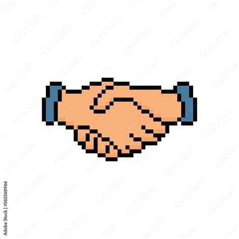 pixel hand shake icon. Vector pixel art handshake 8 bit logo for game Stock Vector | Adobe Stock