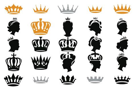 Silhouettes queen crowns set Illustration vector design collection ...