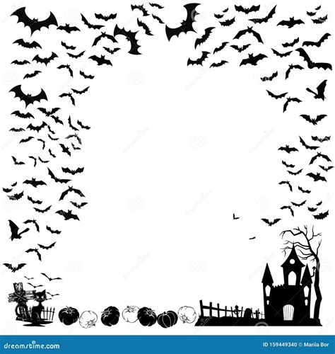 Halloween Border on White Background Stock Vector - Illustration of geometric, objects: 159449340