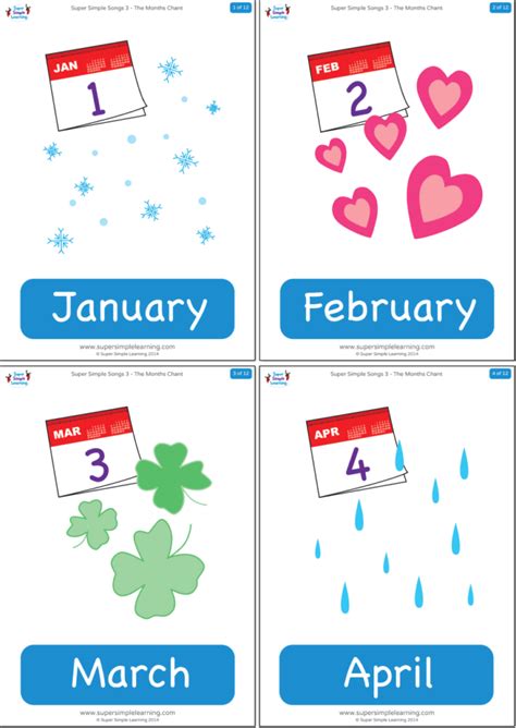 The Months Chant Flashcards - Super Simple