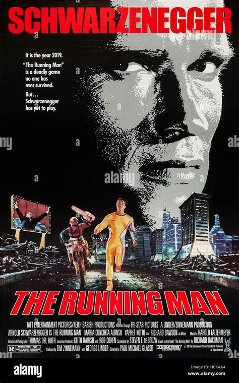 THE RUNNING MAN, US poster art, Arnold Schwarzenegger, 1987, ©TriStar ...