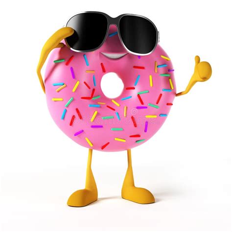 Funny donut character stock illustration. Illustration of delicious - 25523393