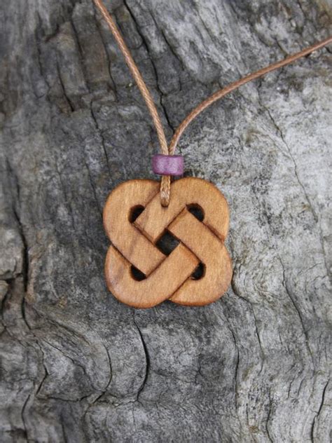 Wild Irish cherry wood Celtic love knot necklace - Fretmajic