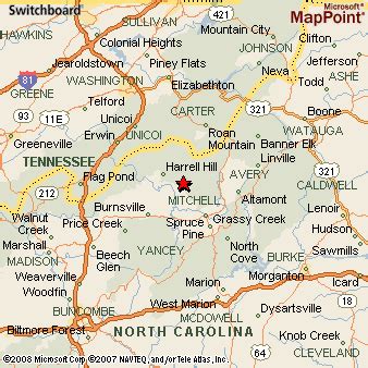 Bakersville, North Carolina Area Map & More