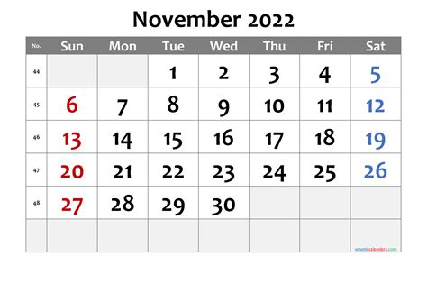 November 2022 Calendar