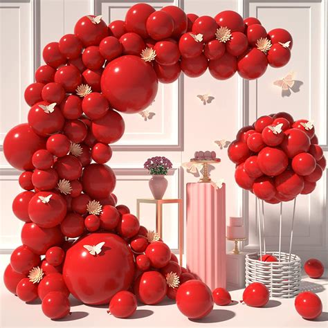 iTi Red Latex Balloons Garland Kit - 120 Pcs Natural Rubber Party Decor ...