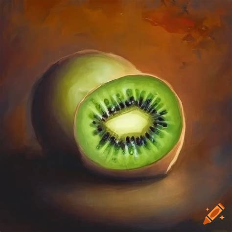 Elegant victorian-style painting of a kiwi fruit on Craiyon