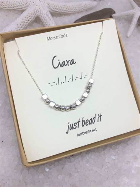 Custom Morse Code Silver Necklace – silver – Morse Code Necklace – Just Bead It