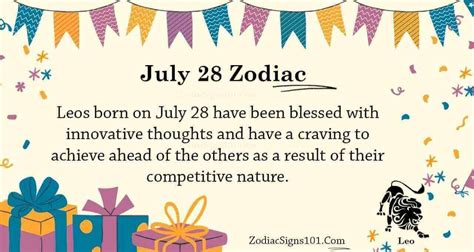 July 28 Zodiac is Leo, Birthdays and Horoscope - ZodiacSigns101