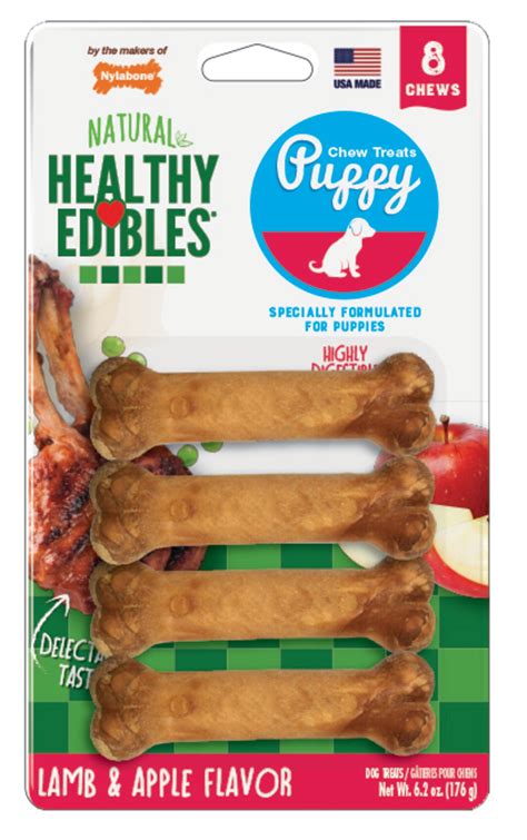 Nylabone Healthy Edibles Puppy Natural Long Lasting Dog Chew Treats Lamb & Apple Flavor Petite ...