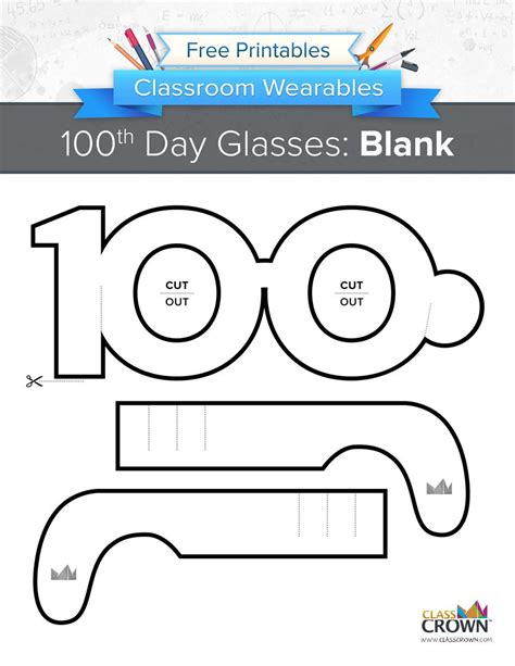 Celebrate your 100th day with these fun 100th day of school glasses! Free download at … | 100 ...