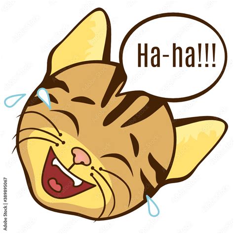 ha-ha emoticon with a funny laughing laugh cat, color emoji on white ...