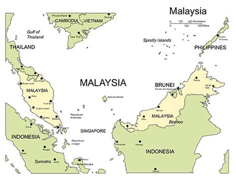 Malaysia PowerPoint Map, Major Cities and Capital - MAPS for Design