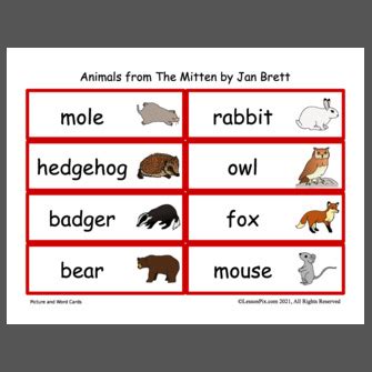 Animals from The Mitten by Jan Brett