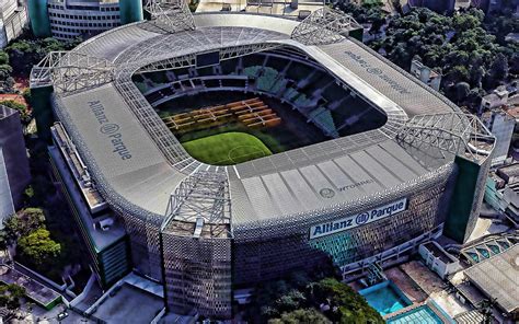 Allianz Parque, Palmeiras Stadium, Sao Paulo, aerial view, artwork, R, soccer, Palestra Italia ...