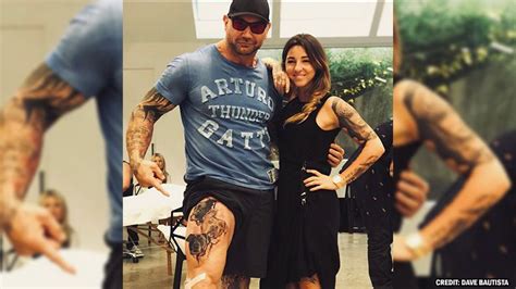 Dave Bautista Gets His Dogs Tattooed on His Leg (PICS)