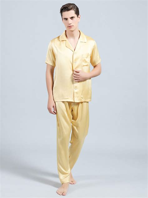 100% Pure Grade 6A Mulberry Silk Pajamas for Men