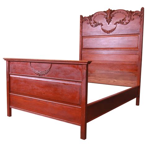 Antique Victorian Carved Oak Full Size Bed, circa 1900 at 1stDibs