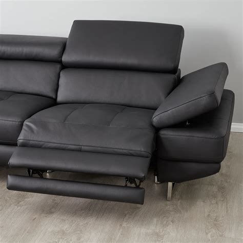 Alessia Black Leather Left Recliner Lounge